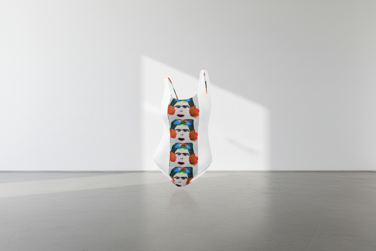 Eyes of Frida Kahlo Abstract Artisan One-Piece Swimsuit - Museum Quality