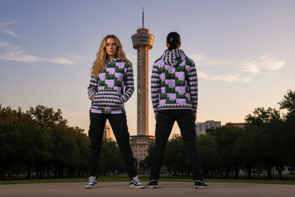 Tower of the Americas Premium Artisan Hoodie Editorial - Two Women