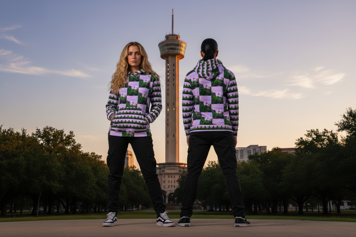 Tower of the Americas Premium Artisan Hoodie Editorial - Two Women